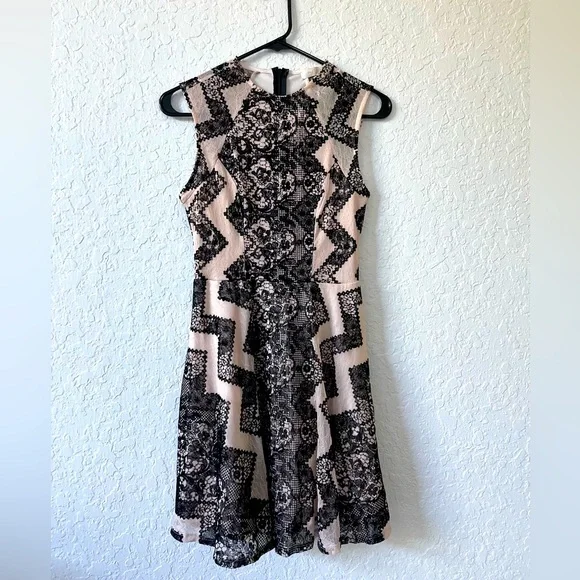 love, Fire | Dresses | Love Fire Dress Beigepink Black Lace Small Fit Flare  | Poshmark